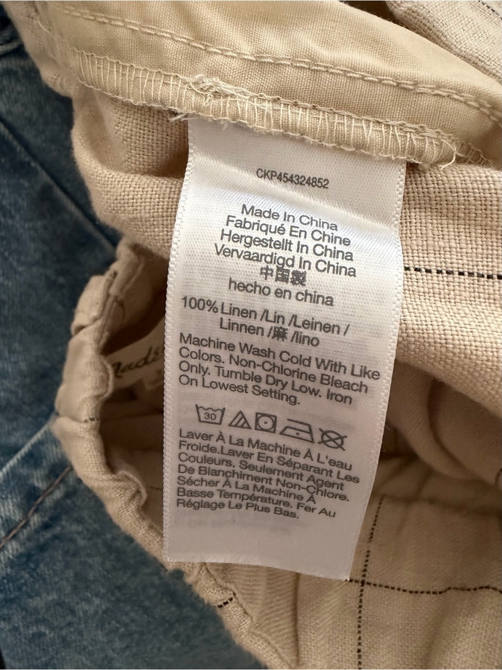100% Linen Madewell Windowpane Pants Sz 2 - Picture 4 of 4